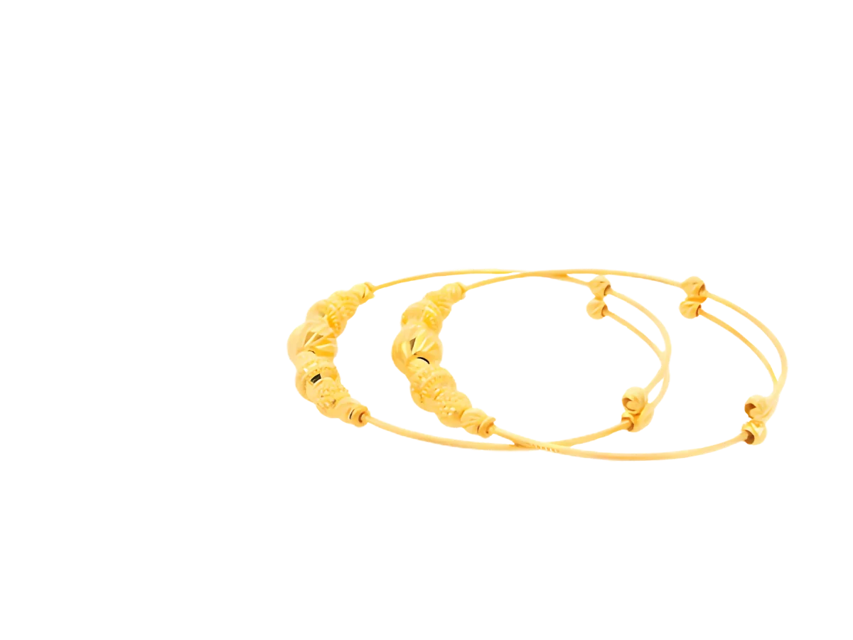 22K Yellow Gold Adjustable Baby Bangles (7.4 Grams)