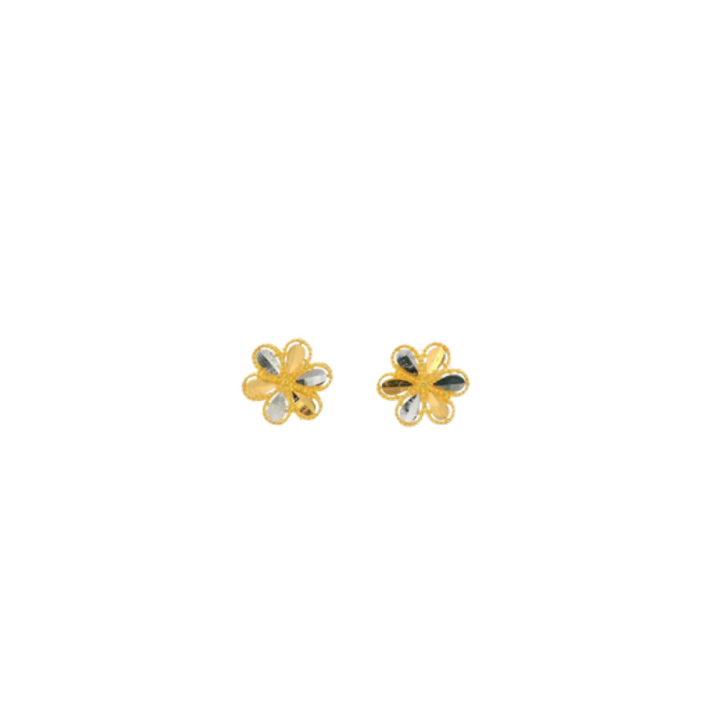 22K Two-Tone Gold Stud Earrings | Elegant Polished Tops