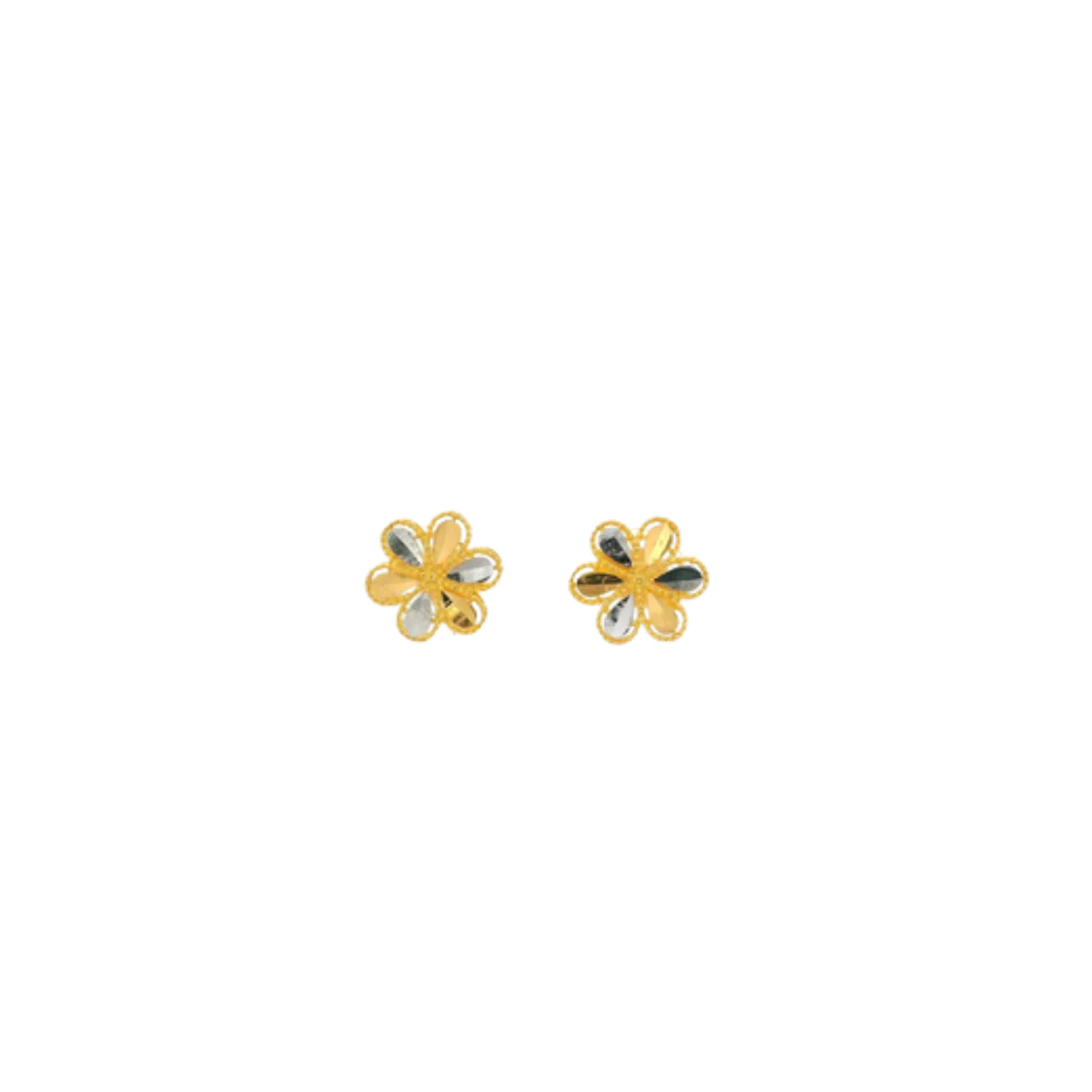 22K Two-Tone Gold Stud Earrings | Elegant Polished Tops