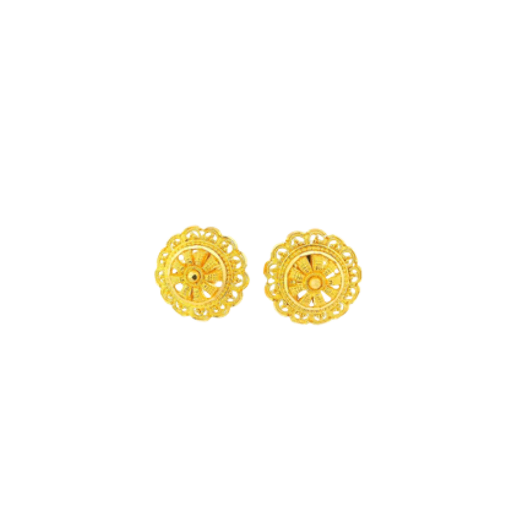 22K Yellow Gold Traditional Stud Earrings | Classic Polished Tops