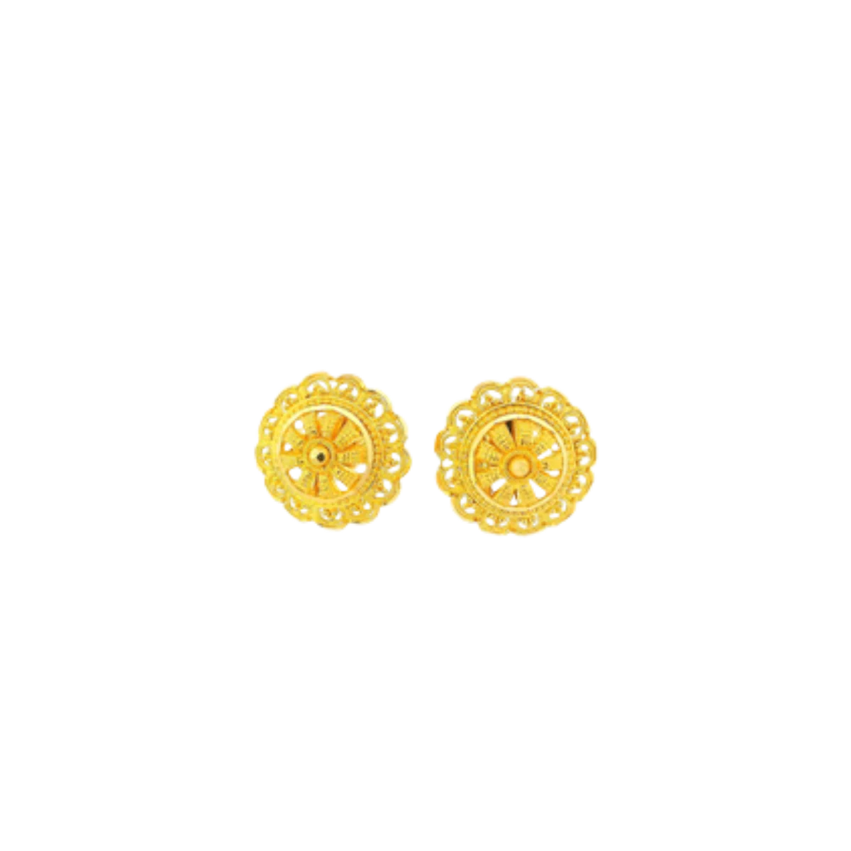 22K Yellow Gold Traditional Stud Earrings | Classic Polished Tops