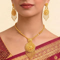 22K Triple Layered Yellow Gold Geometric Bar Necklace