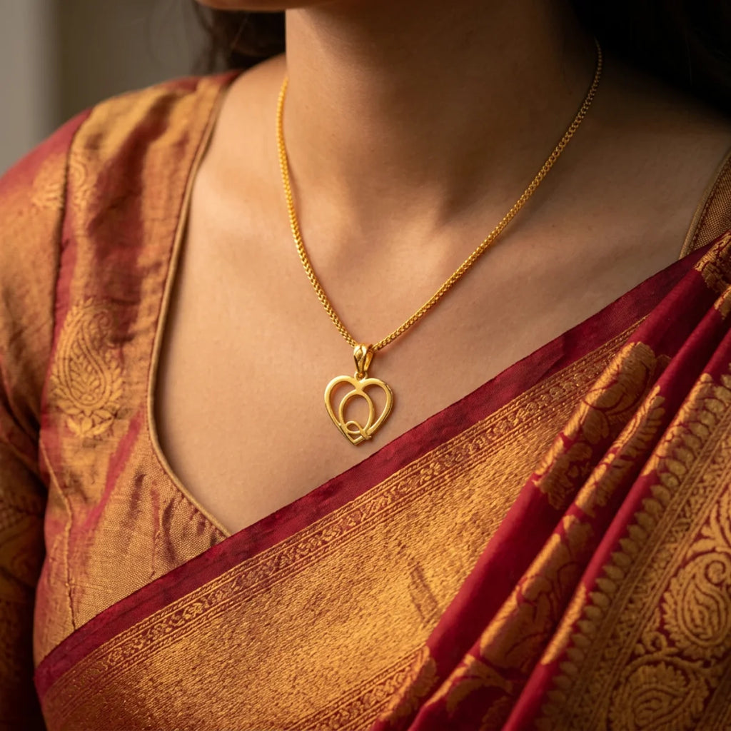 22K Yellow Gold Initial “Q” Pendant