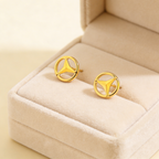 22k Gold Polished Yellow Finish Cubic Zirconia Stud Earrings