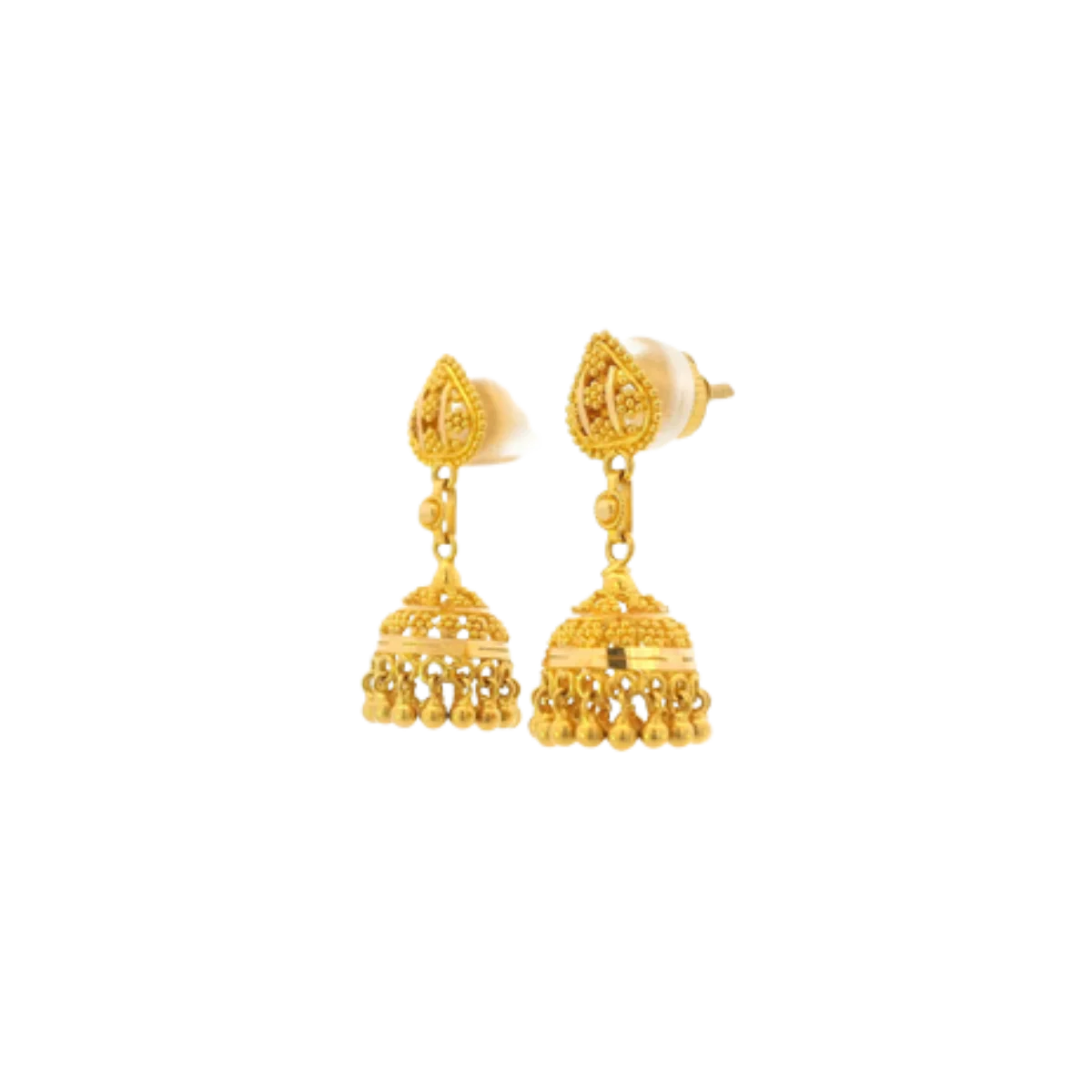 22K Yellow Gold Traditional Jhumki Earrings | Premium Polished Design