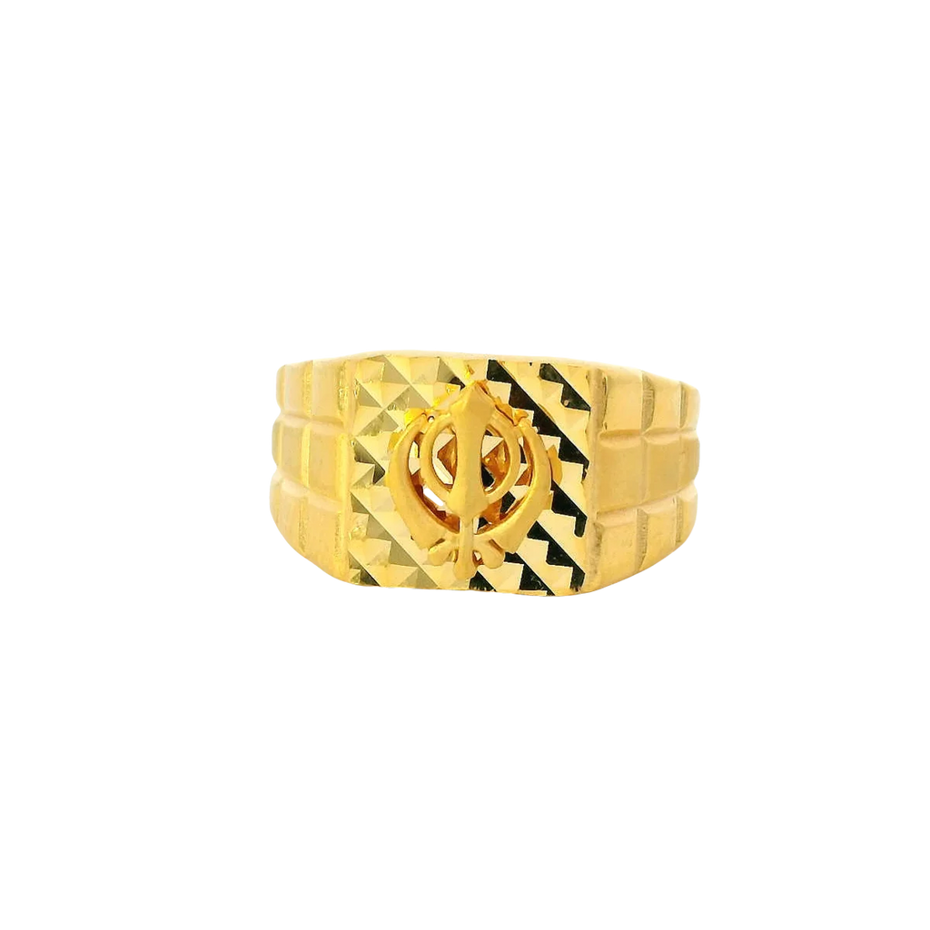 22K Yellow Gold Men’s Sikh Ring – 8.1g, Size 10