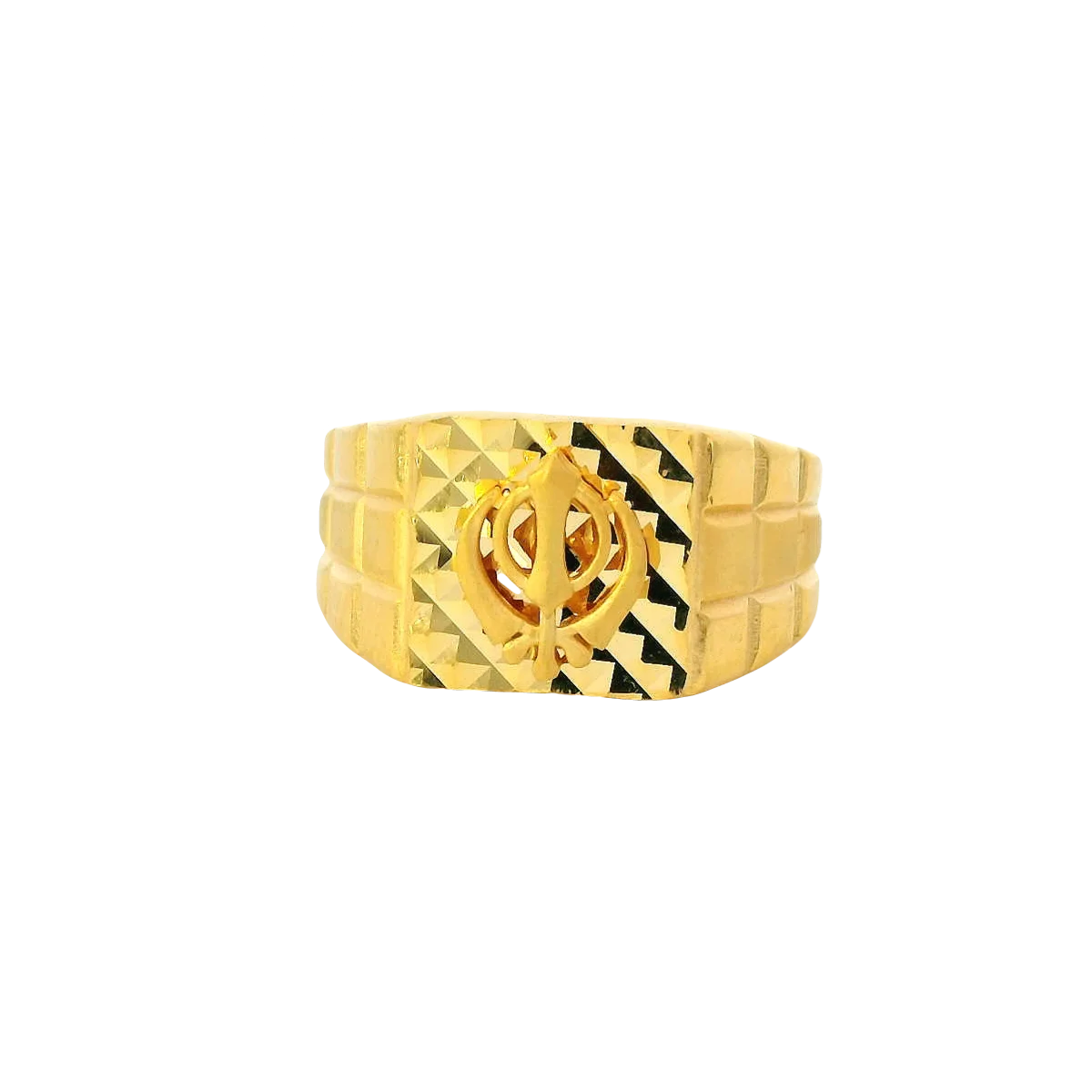 22K Yellow Gold Men’s Sikh Ring – 8.1g, Size 10