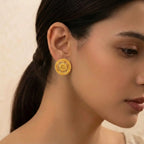 22K Yellow Gold Circular Stud Earrings with Kidney Wire