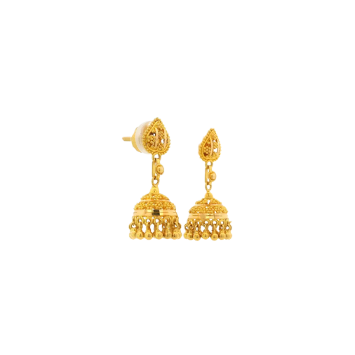22K Yellow Gold Traditional Jhumki Earrings | Premium Polished Design