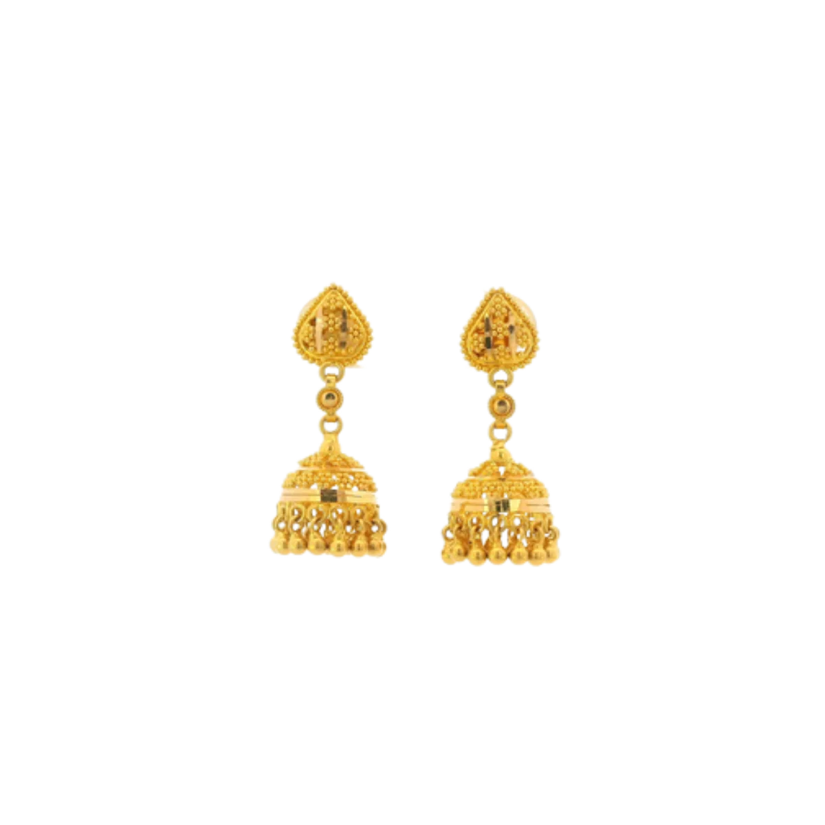 22K Yellow Gold Traditional Jhumki Earrings | Premium Polished Design