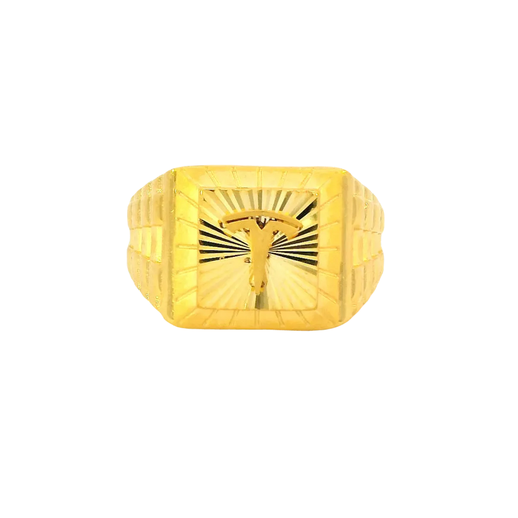 22K Yellow Gold Men’s Fancy Ring (8.1 Grams) – Elegant & Stylish Design
