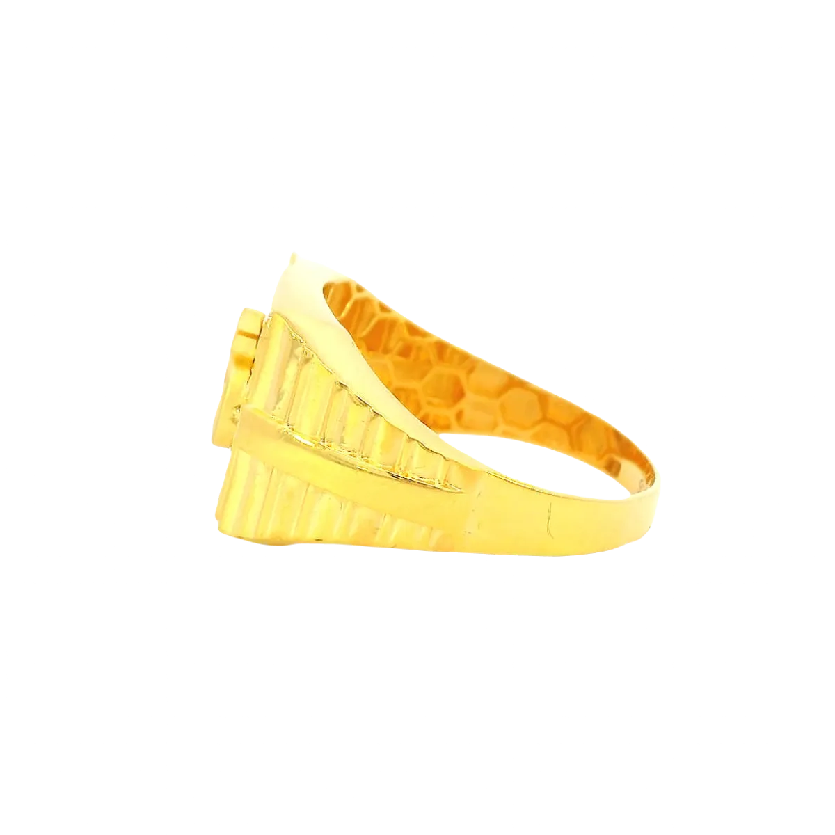 22K Men’s Yellow Gold Om Ring – 5.6g, Polished Finish, Resizable, Size 11