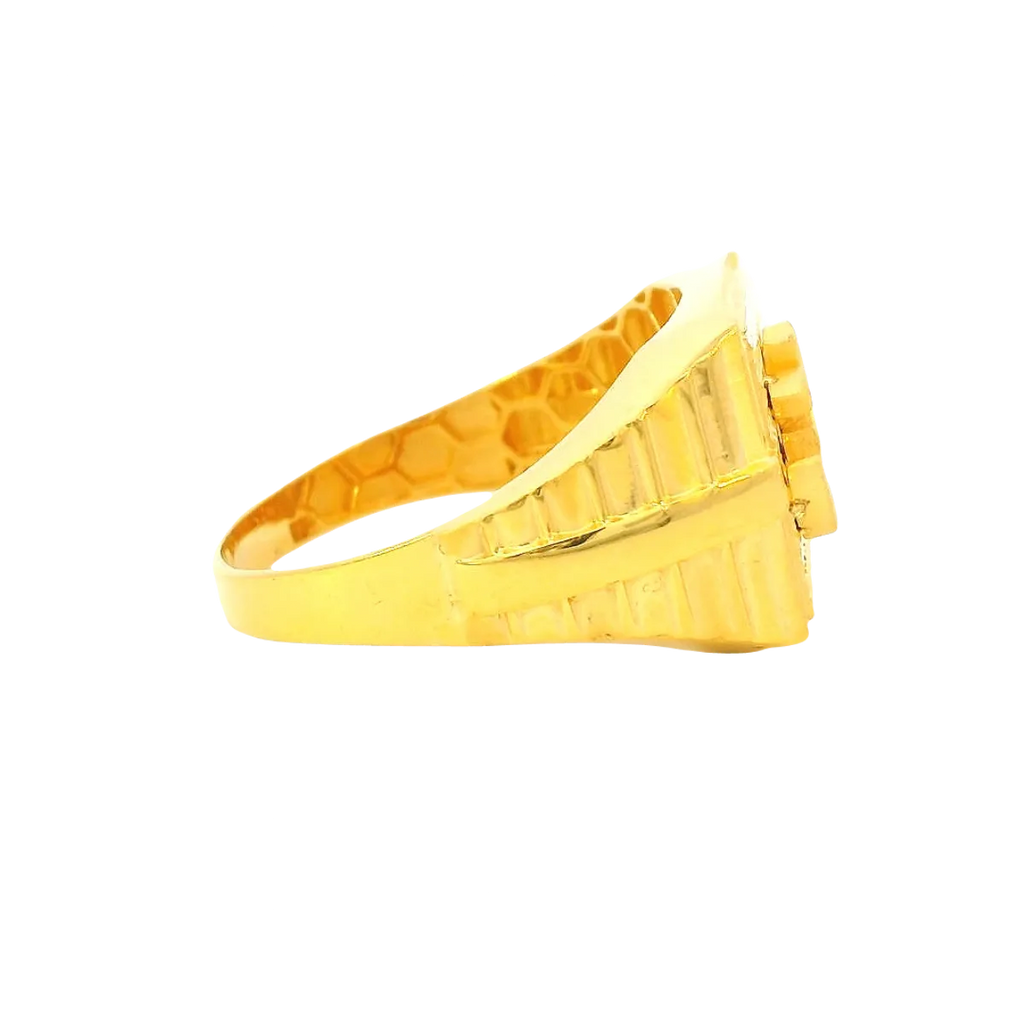 22K Men’s Yellow Gold Om Ring – 5.6g, Polished Finish, Resizable, Size 11