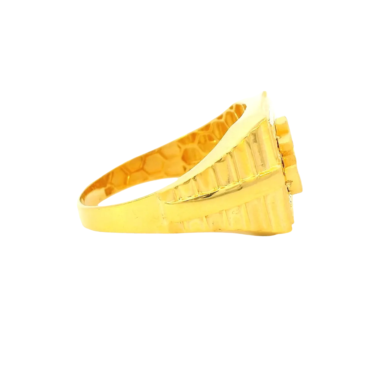 22K Men’s Yellow Gold Om Ring – 5.6g, Polished Finish, Resizable, Size 11