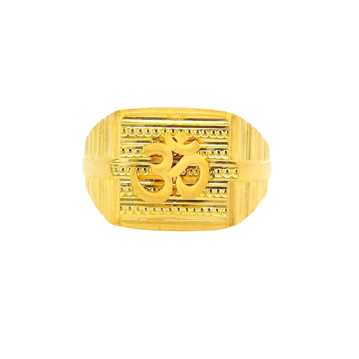 22K Men’s Yellow Gold Om Ring – 5.6g, Polished Finish, Resizable, Size 11
