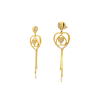 22K Yellow Gold CZ Long Earrings | Elegant Stone Drop Design