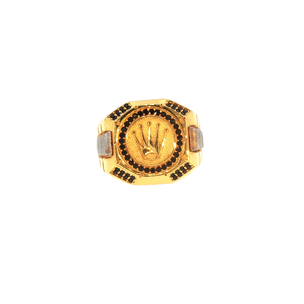 21K Men’s Yellow Gold Fancy Ring – 14.6g, Polished Finish, Resizable, Size 9.5