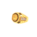 21K Men’s Yellow Gold Fancy Ring – 14.6g, Polished Finish, Resizable, Size 9.5