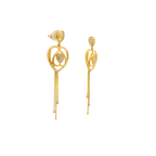 22K Yellow Gold CZ Long Earrings | Elegant Stone Drop Design