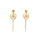 22K Yellow Gold CZ Long Earrings | Elegant Stone Drop Design