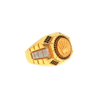 21K Men’s Yellow Gold Fancy Ring – 14.6g, Polished Finish, Resizable, Size 9.5