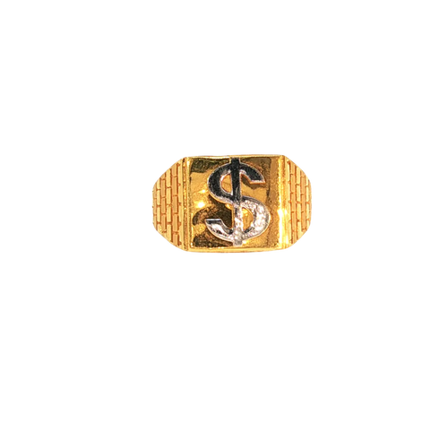 22K Men’s Yellow Gold 2-Tone Ring – 6.0g, Polished Finish, Resizable, Size 9.5