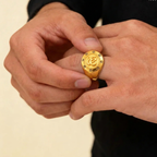 22K Yellow Gold Khanda Ring with Beaded Border