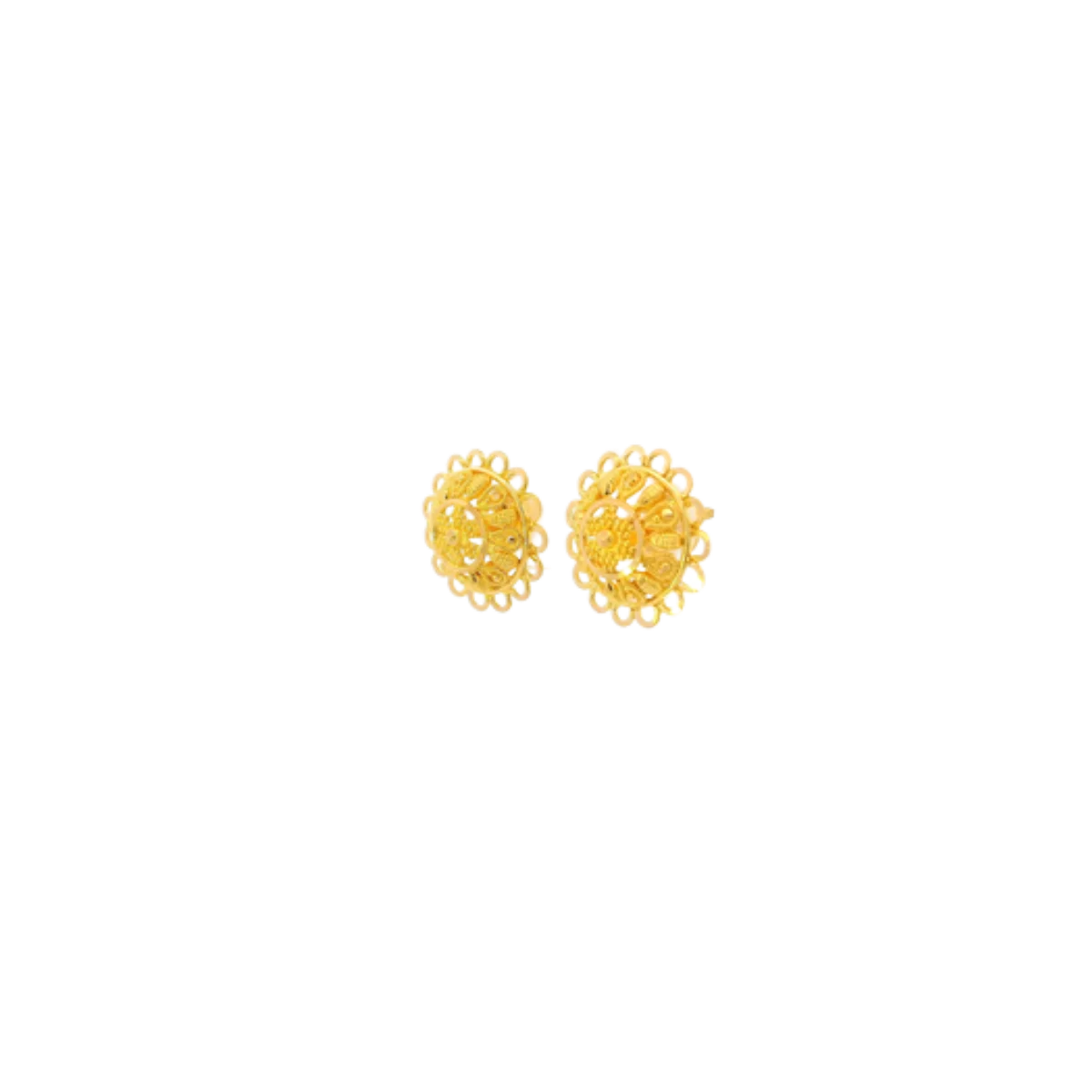 22K Yellow Gold Traditional Stud Earrings | Elegant Polished Tops
