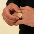 22K Yellow Gold Fancy Men’s Ring – Size 8.5, 4.9g with Cubic Zirconia