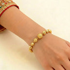 22k Gold Yellow Finish Beaded Bracelet with U Lock