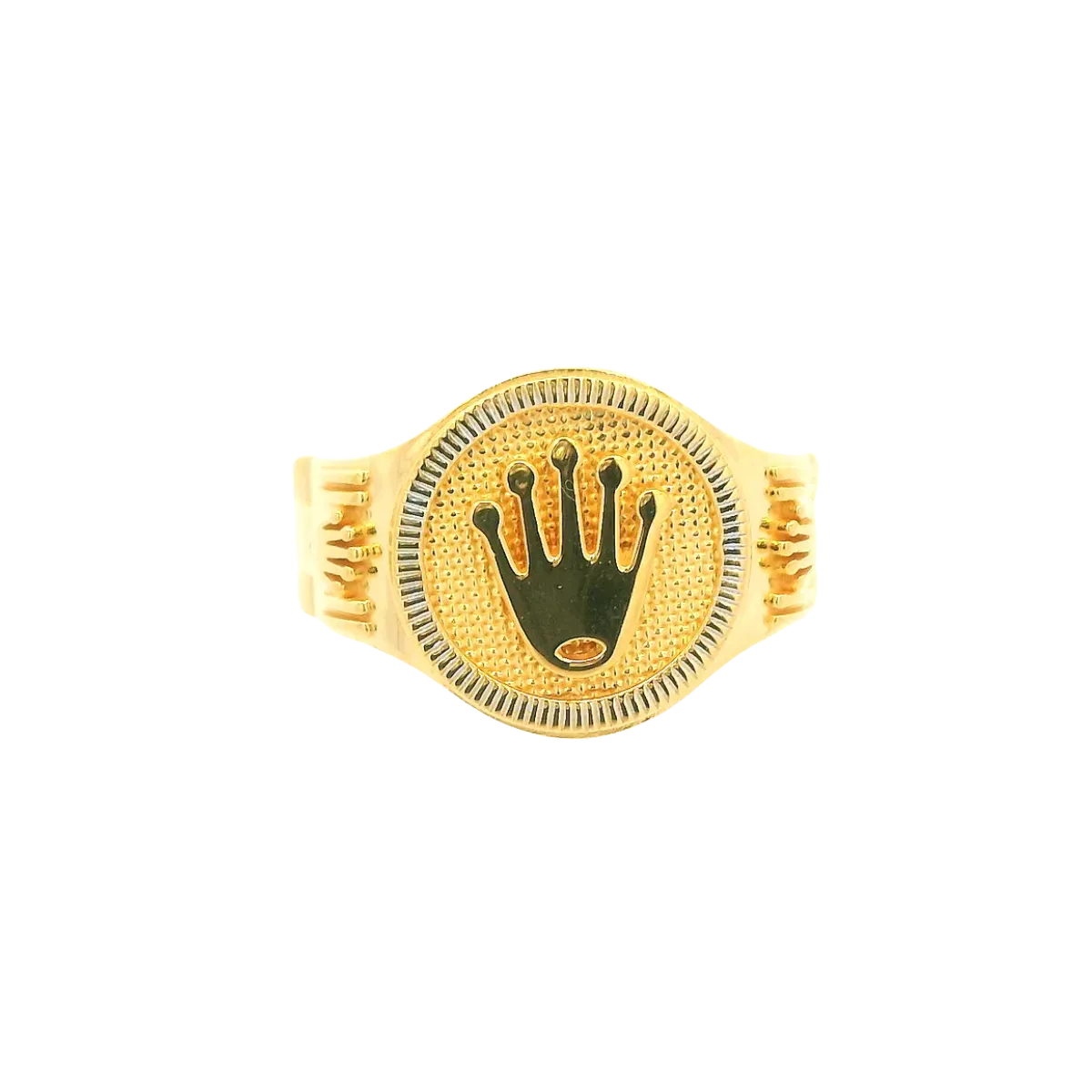 22K Men’s Yellow Gold Fancy Ring – 10.1g, Polished Finish, Resizable, Size 9