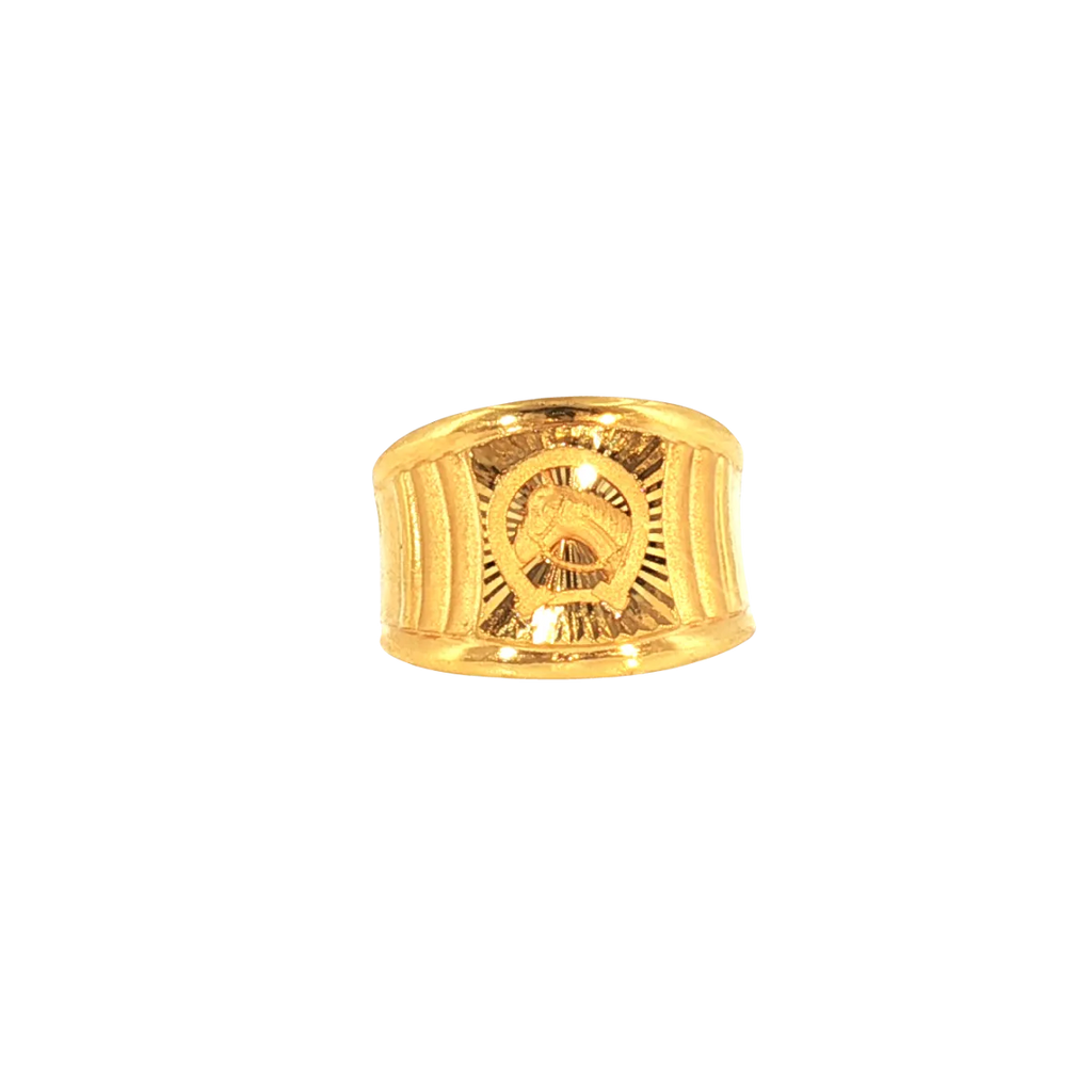 22K Yellow Gold Fancy Men’s Ring – Size 8.5, 4.9g with Cubic Zirconia