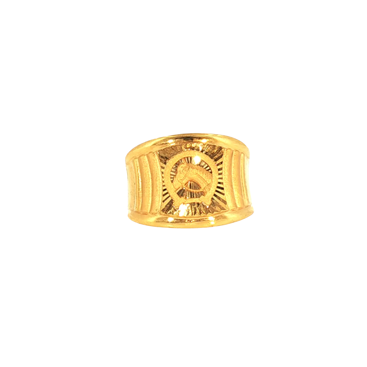 22K Yellow Gold Fancy Men’s Ring – Size 8.5, 4.9g with Cubic Zirconia