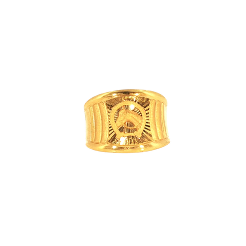 22K Yellow Gold Fancy Men’s Ring – Size 8.5, 4.9g with Cubic Zirconia