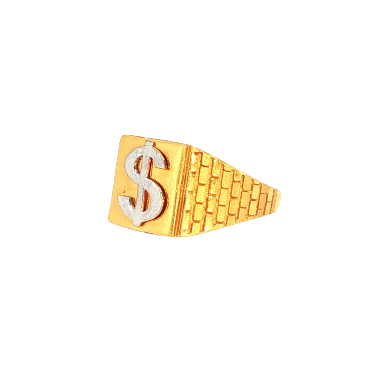 22K Men’s Yellow Gold 2-Tone Ring – 6.0g, Polished Finish, Resizable, Size 9.5