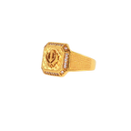 22K Yellow Gold Men’s Sikh Ring with Cubic Zirconia – 7g, Size 11.5