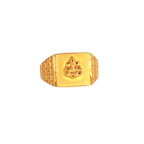 22K Yellow Gold Men’s Om Ring with Cubic Zirconia – 6.3g, Size 10.85