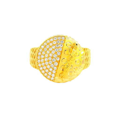 22K Men’s Yellow Gold Stone Ring with Cubic Zirconia – 8.2g, Resizable, Size 11.5