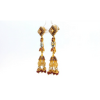 22K Yellow Gold Stone Jhumki Earrings | Elegant Traditional Design