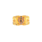 22K Two-Tone Yellow & White Gold Men’s Sikh Ring (8.9 Grams) – Bold & Elegant Design