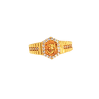 22K Yellow Gold Om CZ Men’s Ring | Spiritual Stone Designer Band