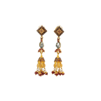 22K Yellow Gold Stone Jhumki Earrings | Elegant Traditional Design