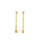 22K Yellow Gold CZ Hanging Earrings | Fancy Long Drop Design