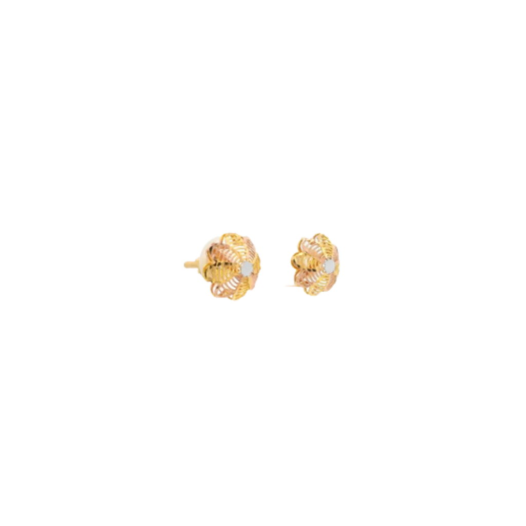 22K Two-Tone Gold Stud Earrings | Lightweight Polished Tops