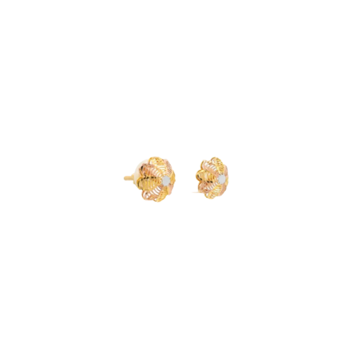 22K Two-Tone Gold Stud Earrings | Lightweight Polished Tops