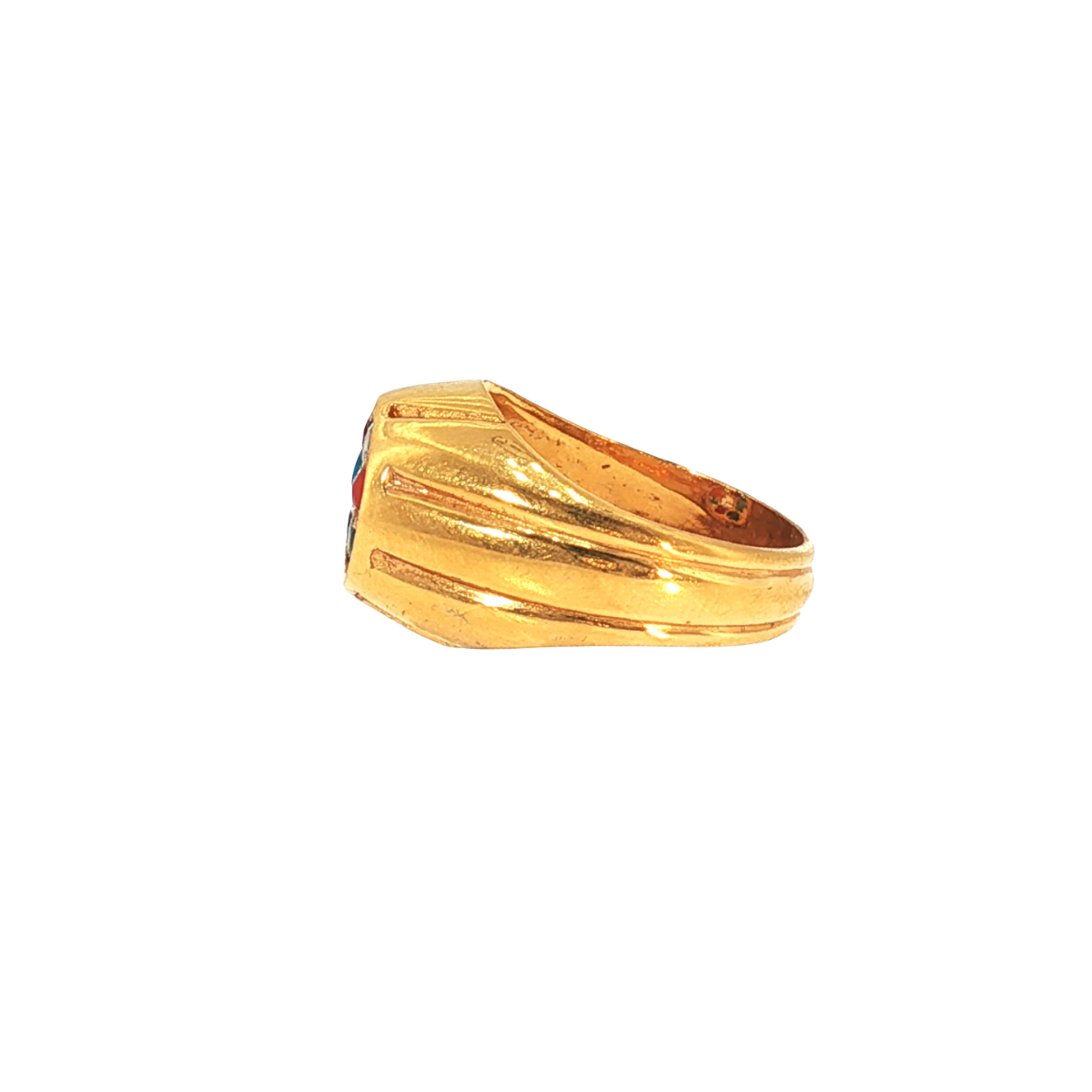 Elegant 22K Yellow Gold Colored Stone Ring – 11.3g Classic Statement Design