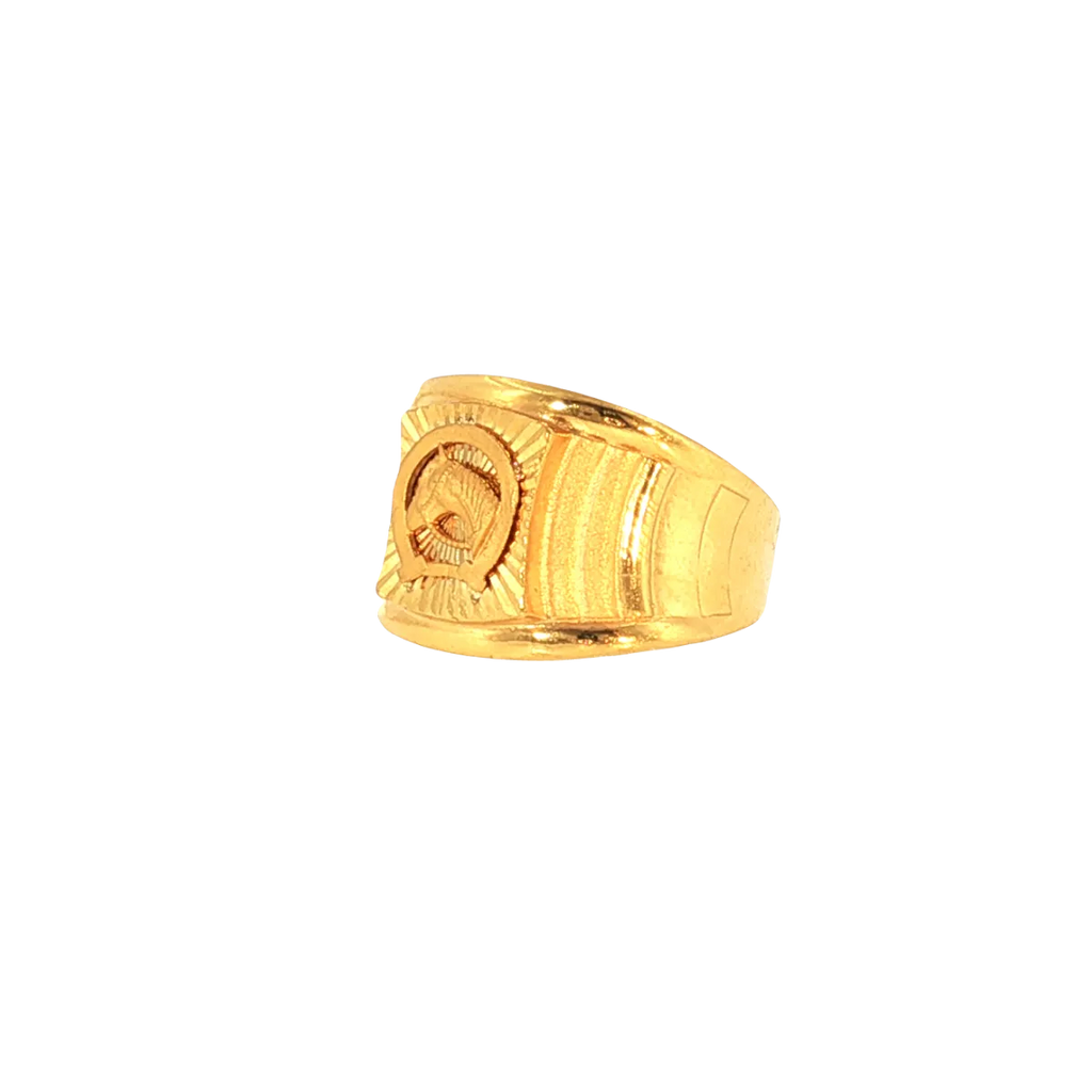 22K Yellow Gold Fancy Men’s Ring – Size 8.5, 4.9g with Cubic Zirconia