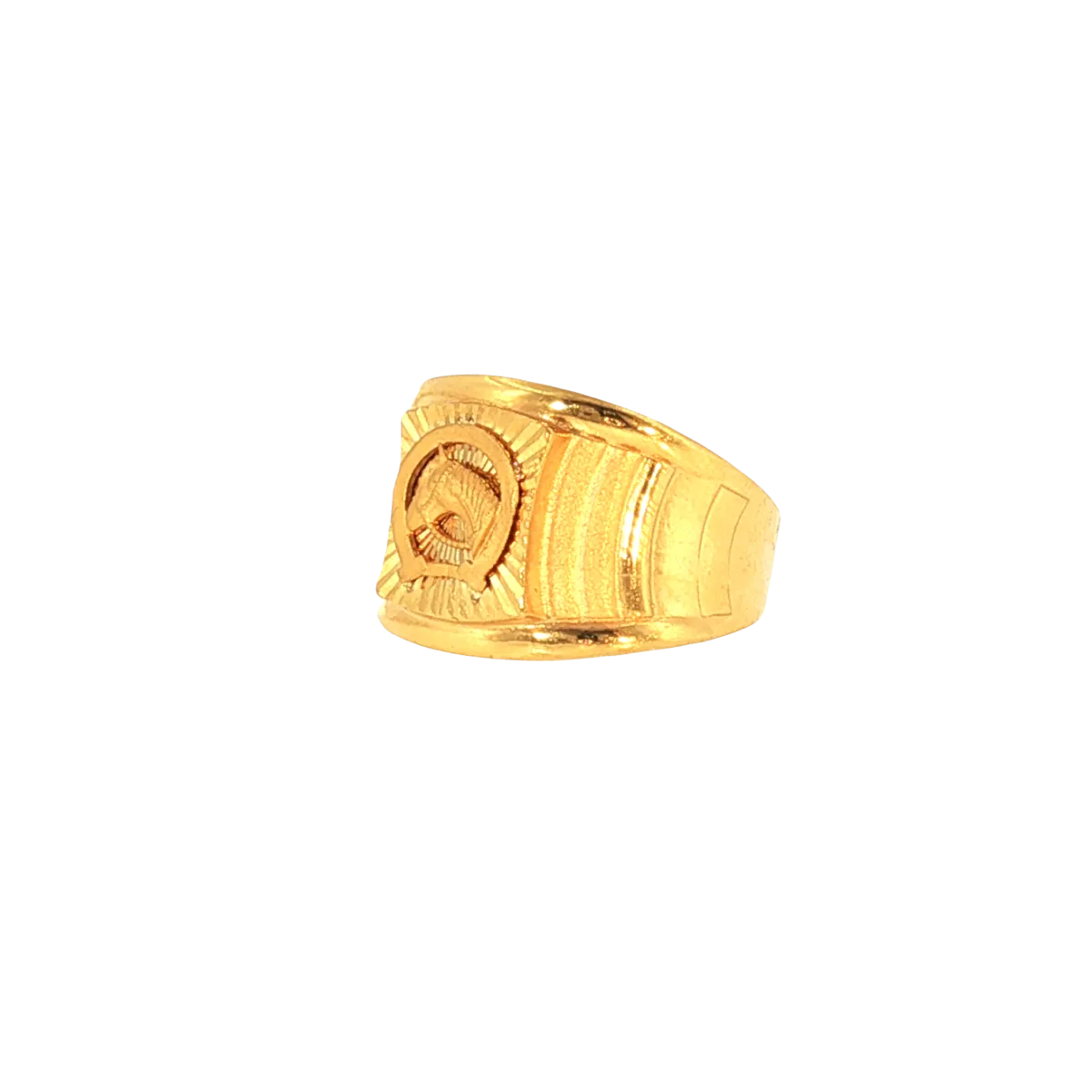 22K Yellow Gold Fancy Men’s Ring – Size 8.5, 4.9g with Cubic Zirconia