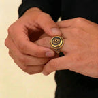 22K Yellow Gold Fancy Men’s Ring | Premium Colored Stone Designer Band