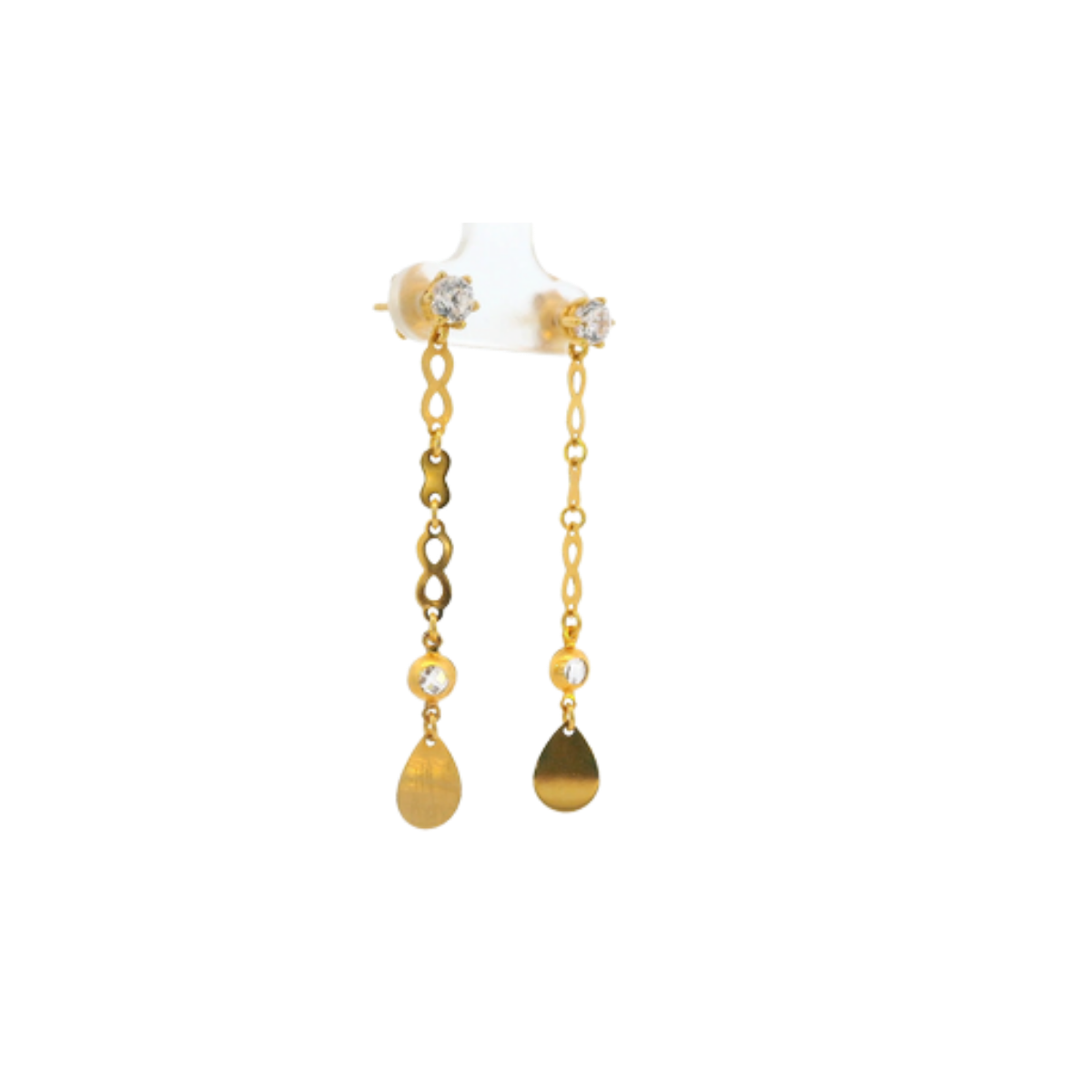 22K Yellow Gold CZ Hanging Earrings | Fancy Long Drop Design